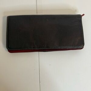 Tusk Brown Leather With Red Interior Bifold Wallet